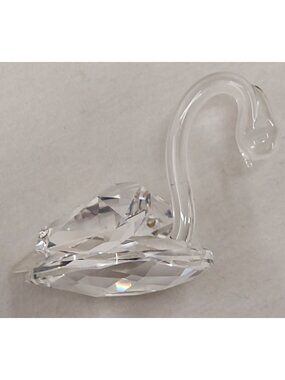 Faceted Crystal Swan Figurine Clear Cut Glass Bird Miniature Decorative